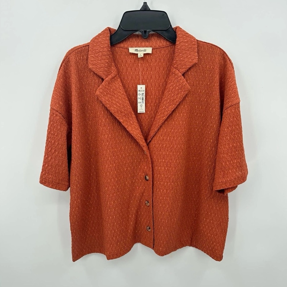NWT Madewell Women's Crinkle-Knit Button-Front Top in Salvage Barn Size medium